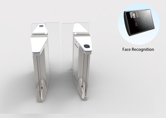 White Marble Access Control Servo Sliding Gate with Tempered Glass Baffle 1500*300*980