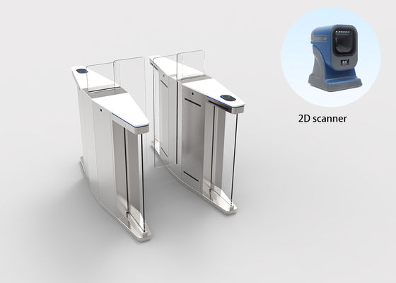 White Marble Access Control Servo Sliding Gate with Tempered Glass Baffle 1500*300*980